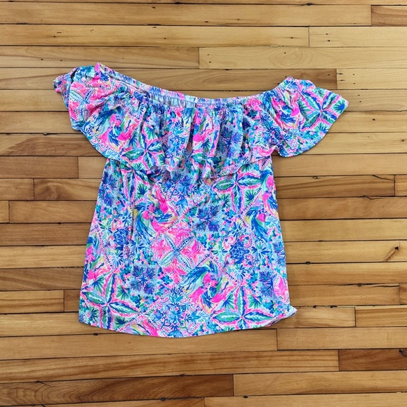 Lilly Pulitzer La fortuna dancing on deck off the shoulder shirt - Picture 3 of 6